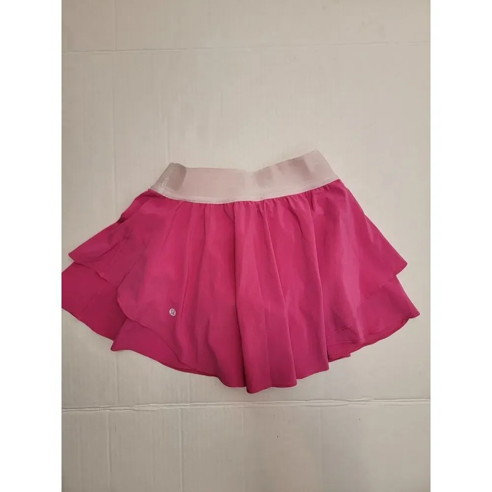 Lululemon Tennis Skirt Skort 4 Court Rival High Rise Pickleball Golf Sonic Pink